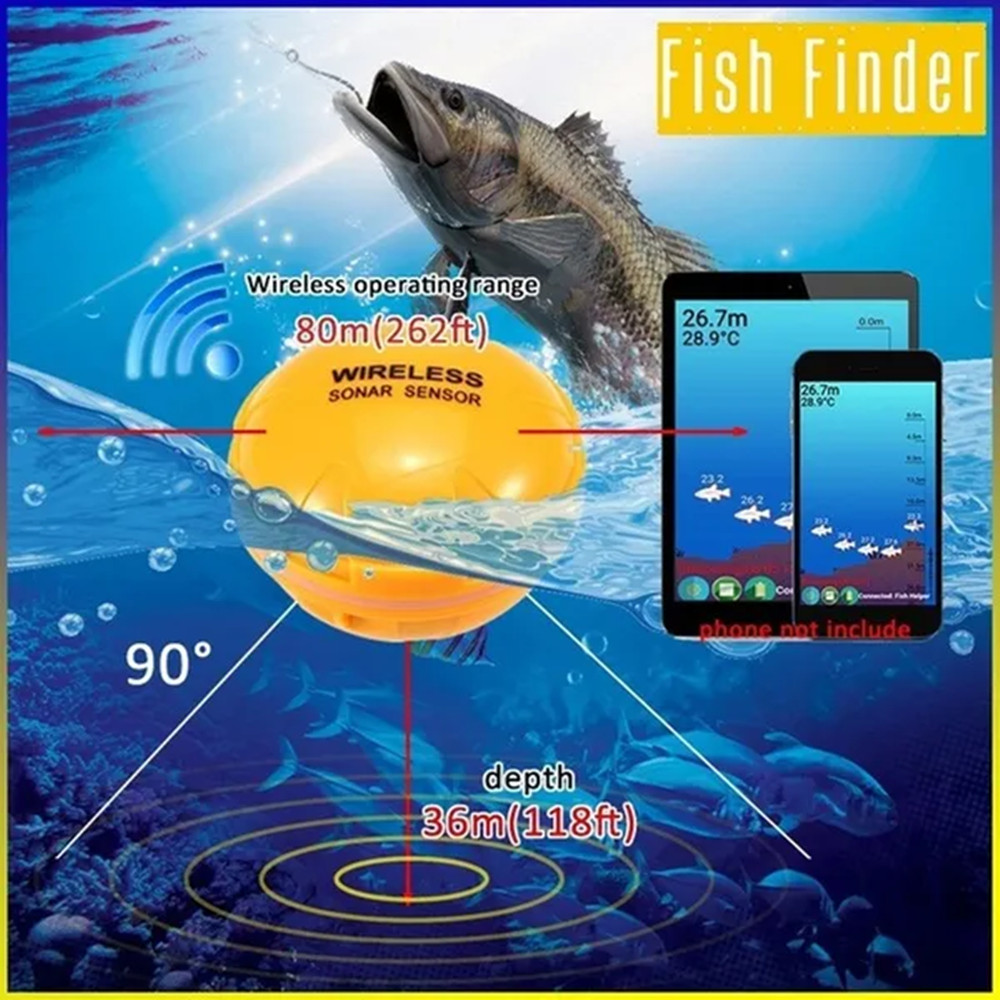 Pupopan 100m novo telefone int - Fish Finder Transducer avaliação e preço